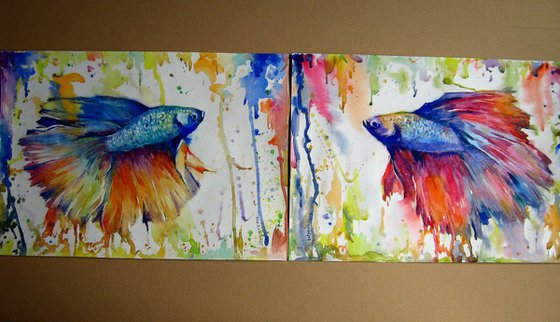 Fish on abstract background (2016)