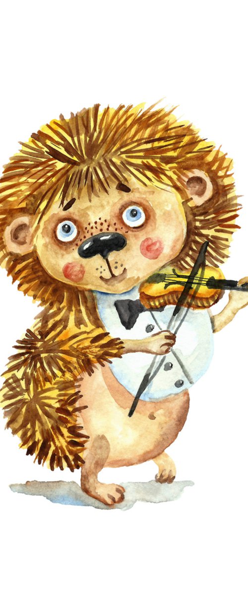 Hedgehog musician by Elena Razina