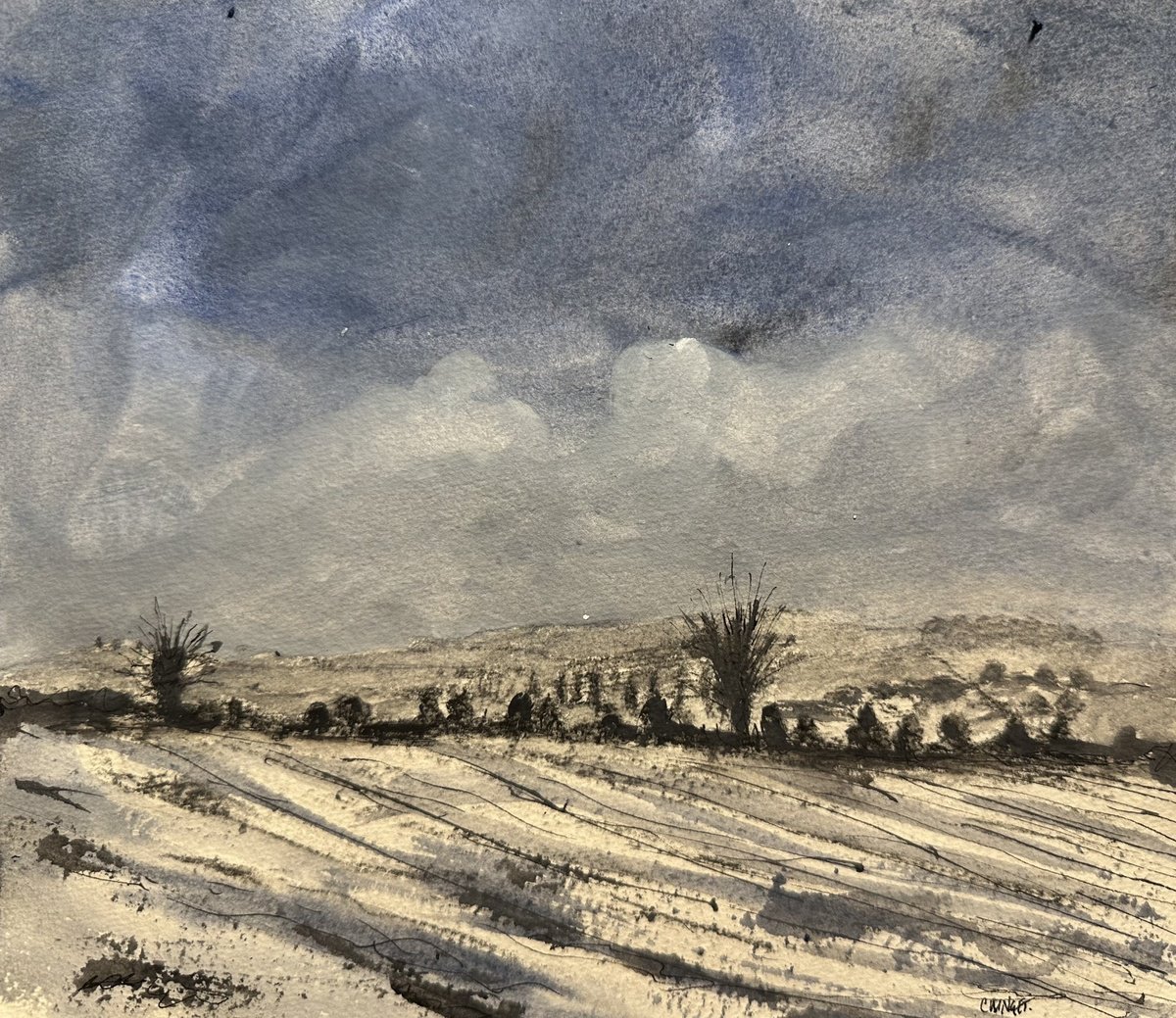 Impressionistic Landscape Painting By Catherine Winget, 10 X 8, Winter Landscape - Norfolk England, Original Artwork