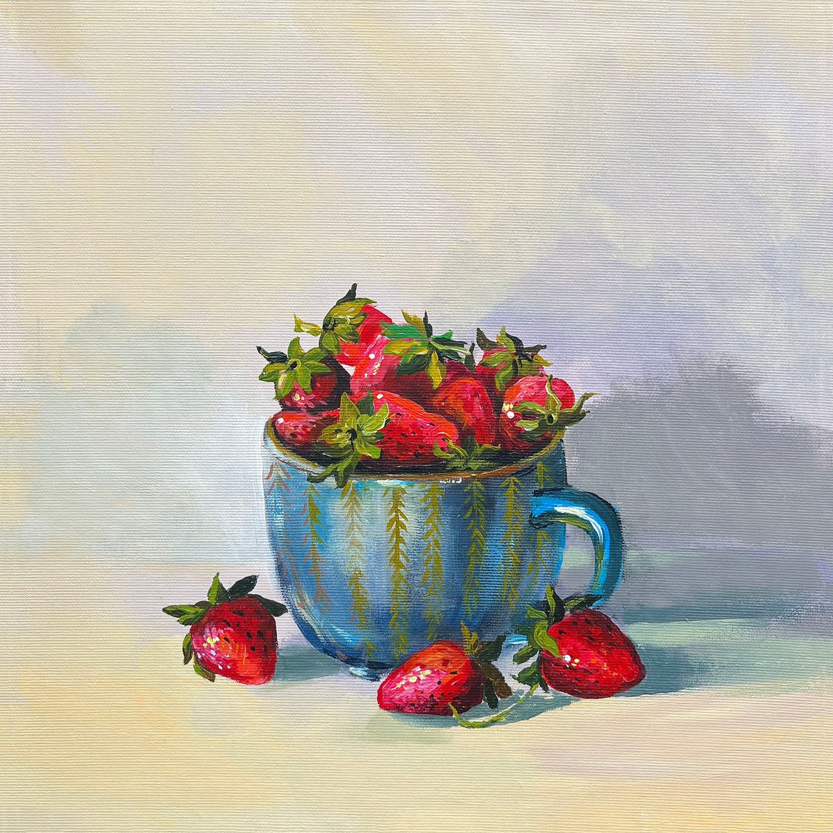 Still Life With Strawberry Mug By Maria Kireev, 14 X 14, Artwork For Sale On Artfinder