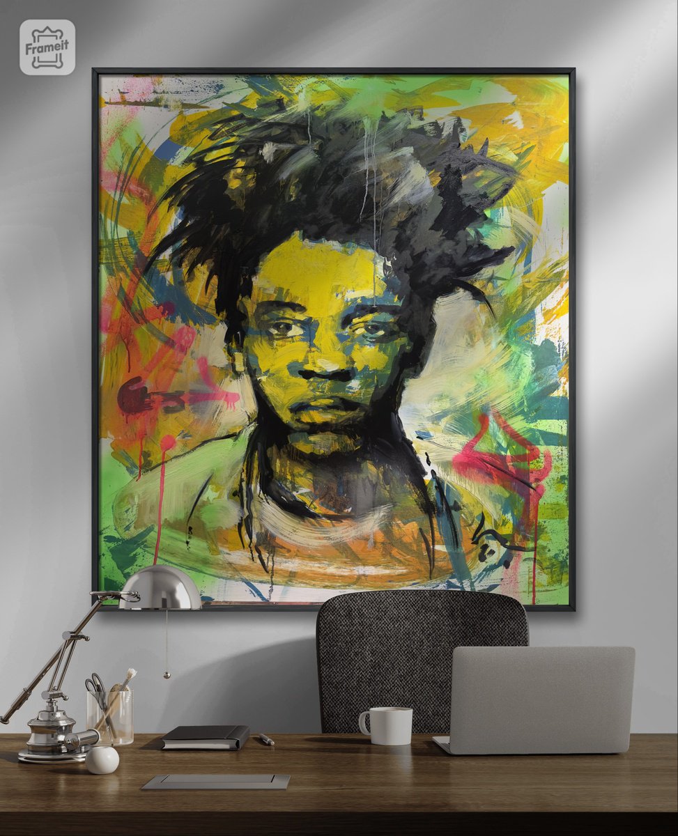 Expressive Portrait Acrylic Painting By Anatoliy Menkiv, 35 X 41, Noise Of The Streets: Neon Pulsation, Original Artwork