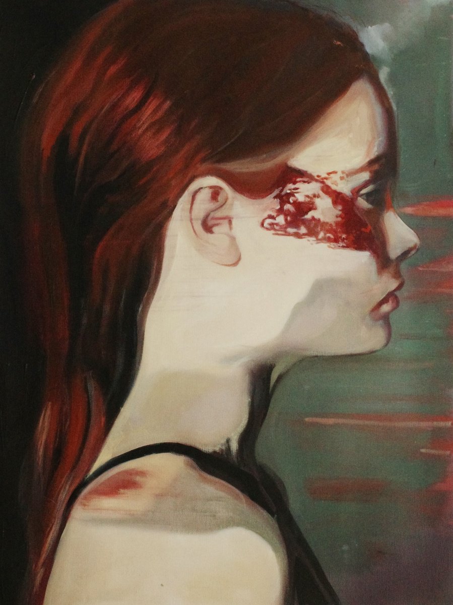 Photorealistic Portrait Oil Painting By Anat Wegier, 18 X 24, Unmasked, 45X60 Cm, Original Artwork