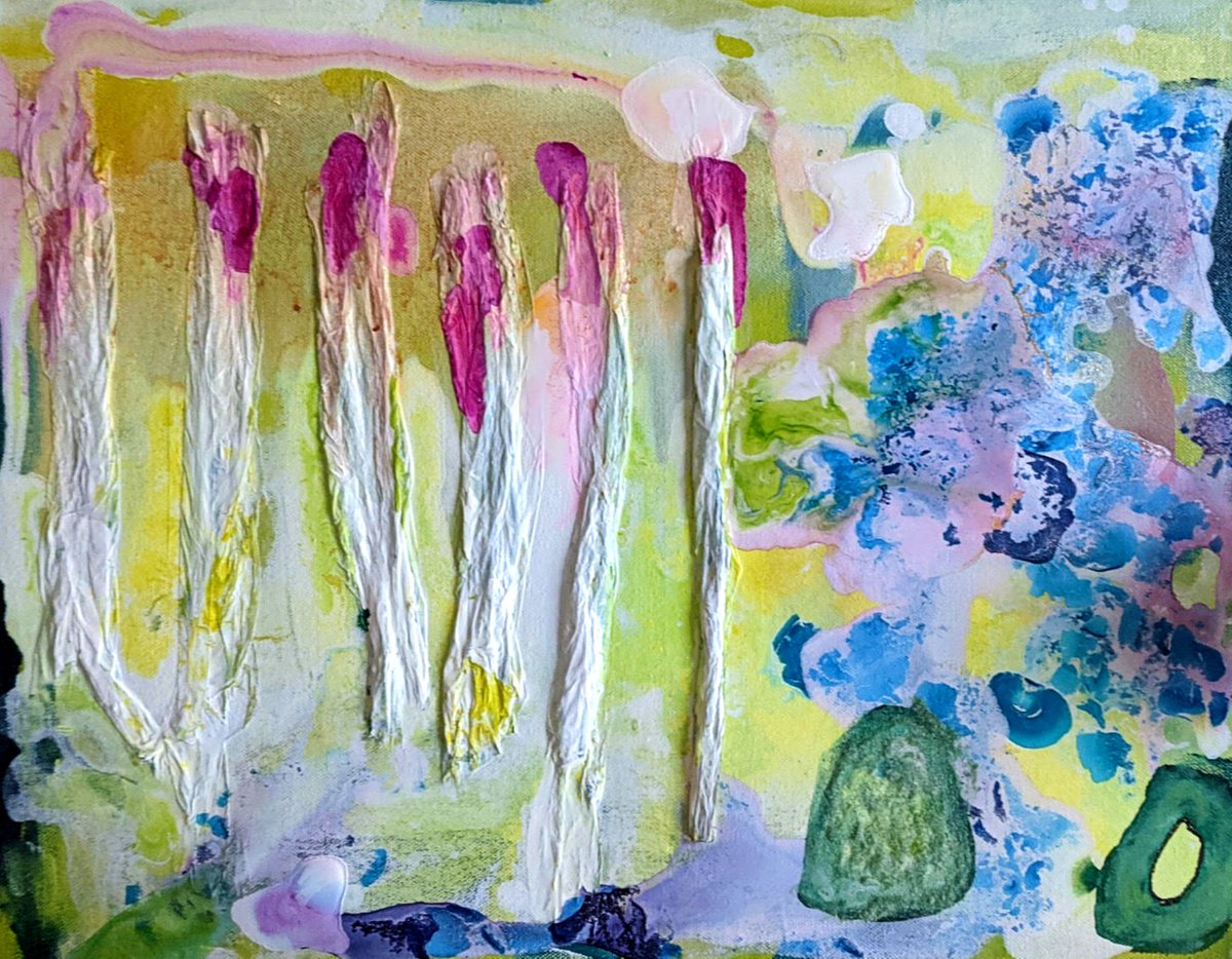 Abstract Still Life Painting By Shelli Finch, 20 X 16", Six Candles, 1 1/2 Avocados, Original Artwork