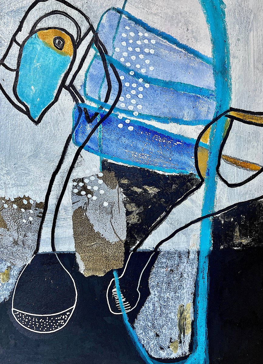 Organic Animal Acrylic Painting By Marita Tobner, 6 X 8", My Dear, Original Artwork