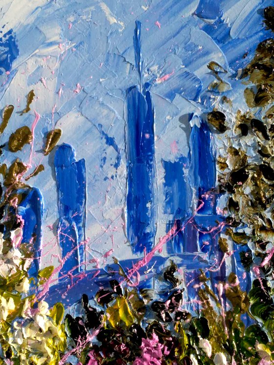 New York Painting Cityscape Original Art NYC Central Park Artwork Small Oil Impasto Home Wall Art 6 by 8" by Halyna Kirichenko