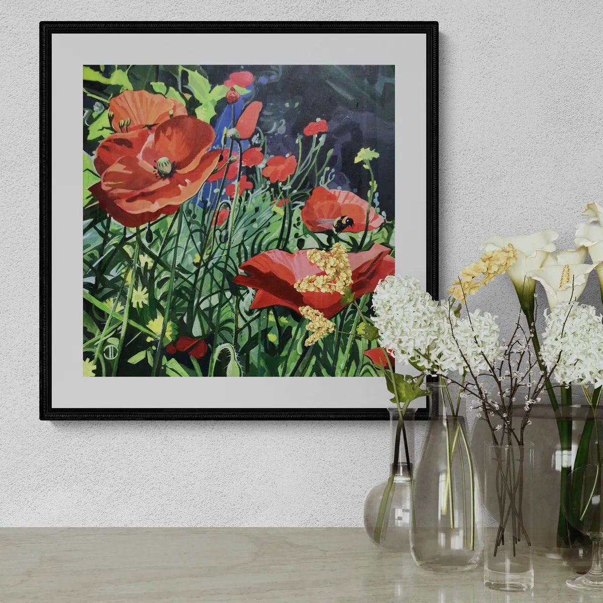 Impressionistic Botanical Acrylic Painting By Joseph Lynch, 20 X 20, Wildflowers, Original Artwork