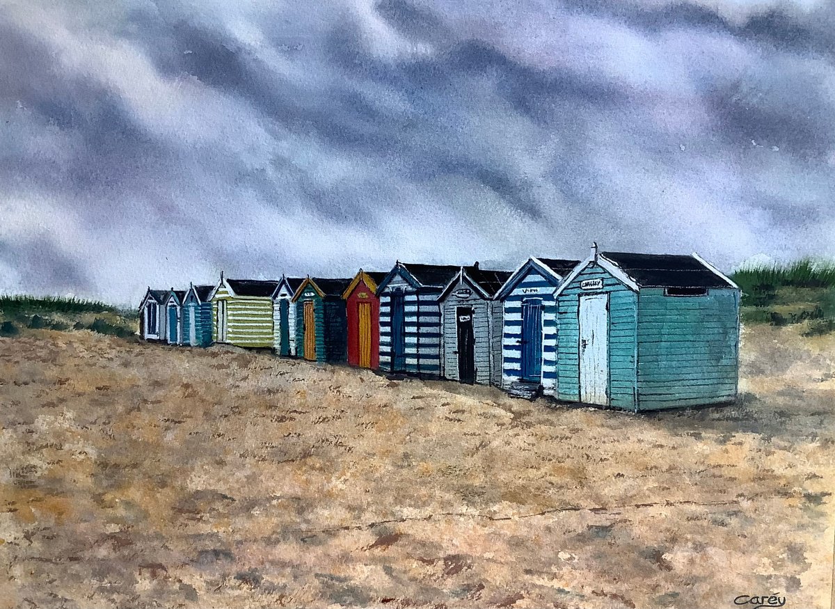 Impressionistic Landscape Watercolour By Darren Carey, 15 X 11, Southwold Beach #2, Original Artwork