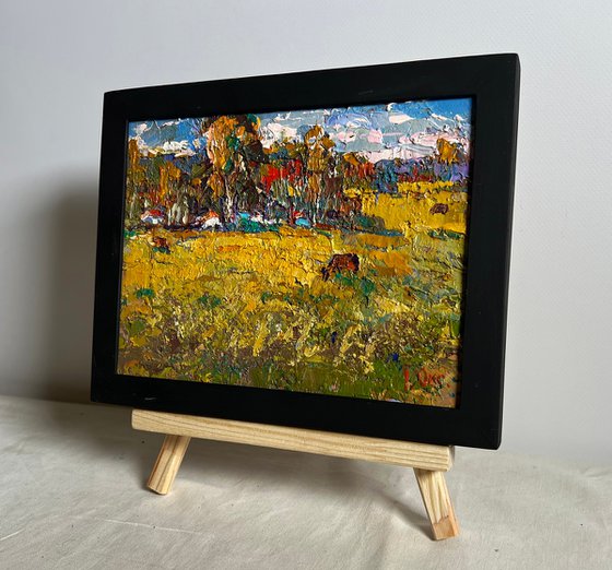 On the yellow autumn meadows