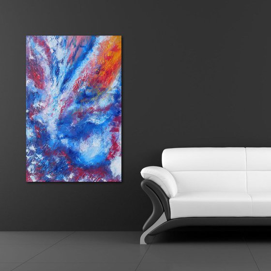 Rule exception - 90x60 cm, LARGE XL, Original abstract painting, acrylic on canvas