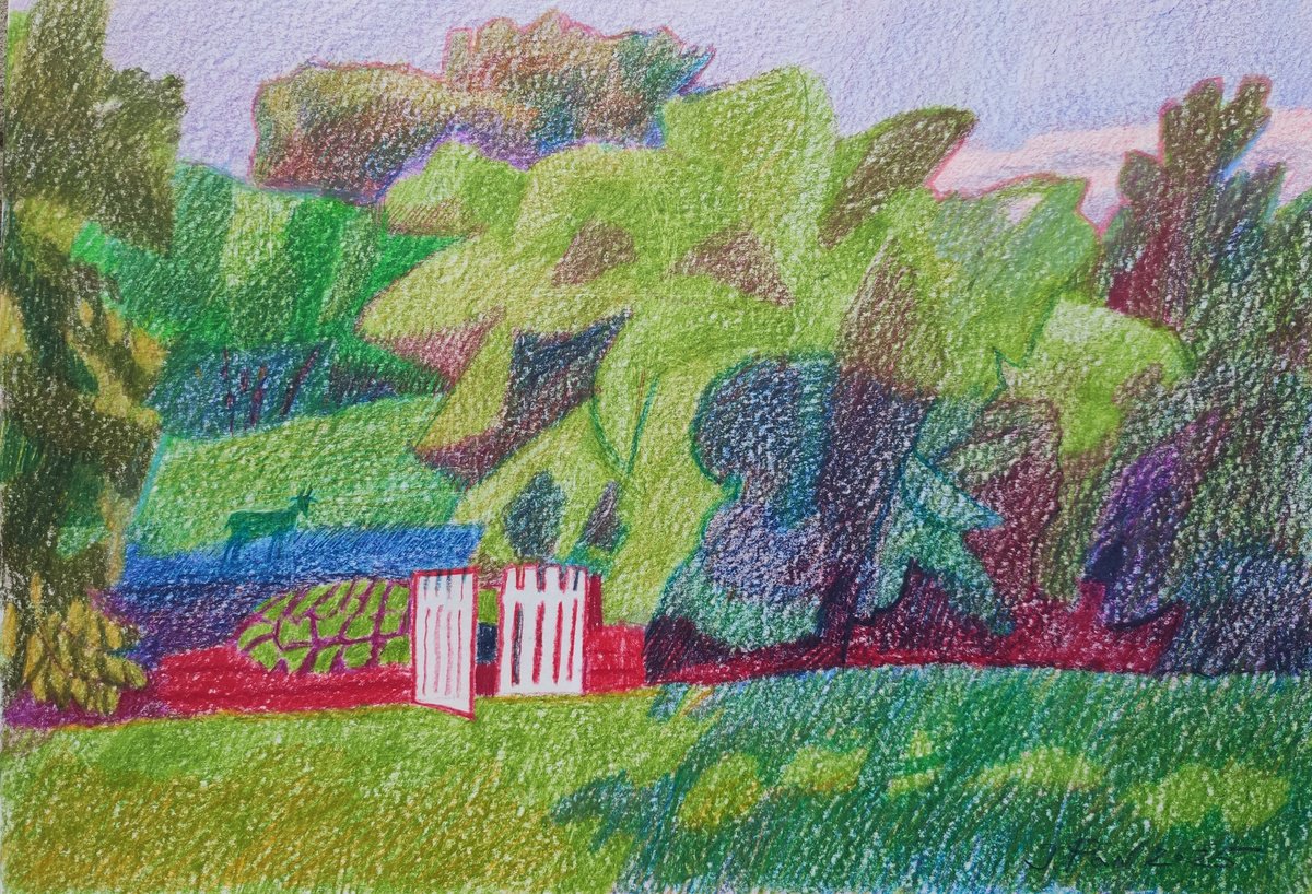 Impressionistic Botanical Pencil Drawing By Inna Pantelemonova, 12 X 8, Wight Gate, Original Artwork