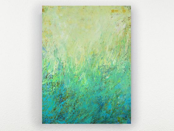 Aqua Green Field 210208, colorful abstract green texture