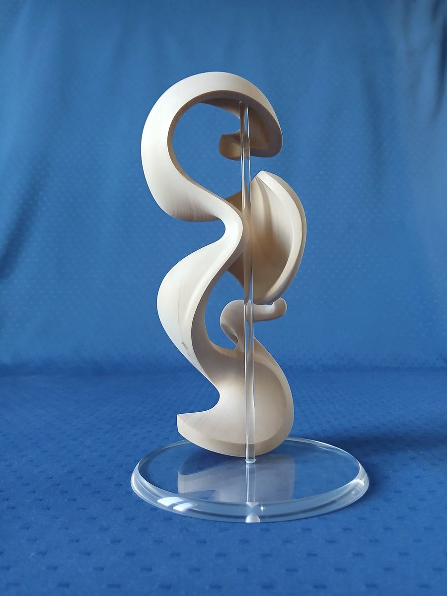 Abstract Wood Sculpture By Massimiliano Capraro, 4 X 10", Venus, Original Artwork