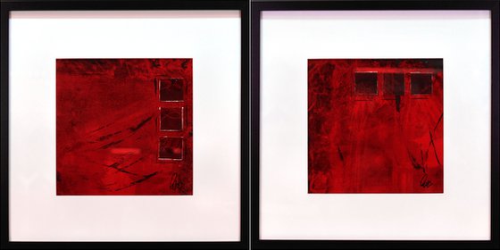 Red Composition - Acrylic Art Painting, Framed, Matted Painting, Abstract Painting,  Large Painting, Wall Art