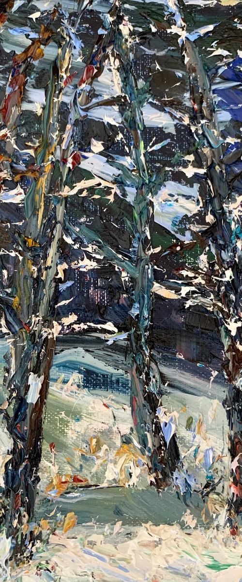 Forest at night by Vilma Gataveckienė