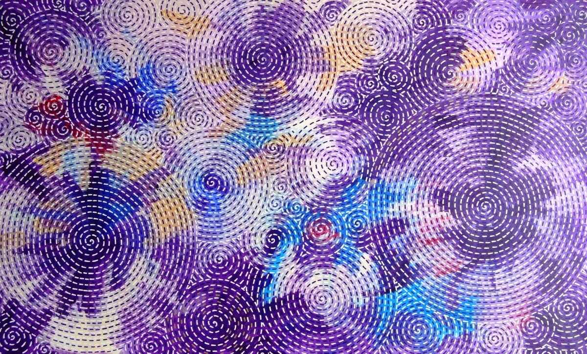 Abstract Acrylic Painting By Marina Krylova, 59 X 35", Starry Night #54, Original Artwork