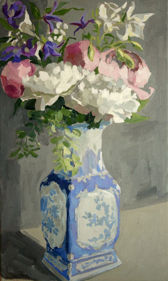 Spring flowers in Chinese vase