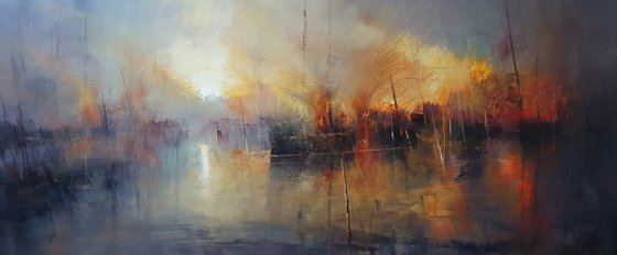 " Harbor of destroyed dreams - Morning After .... " W 125 x H 100 cm