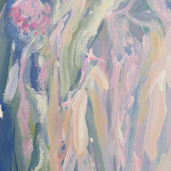 Large painting 100x160 cm unstretched canvas "Flowers after rain" i033 original artwork byAirinlea