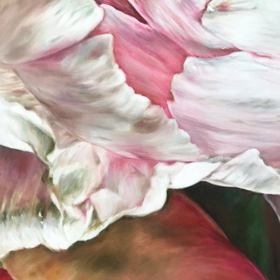 Large oil painting with peony 90*90 cm