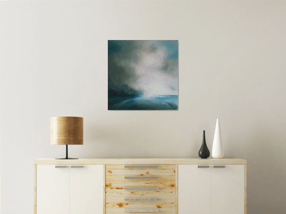 SILENT SHORES II (Abstract seascape/landscape 60cm X 60cm)