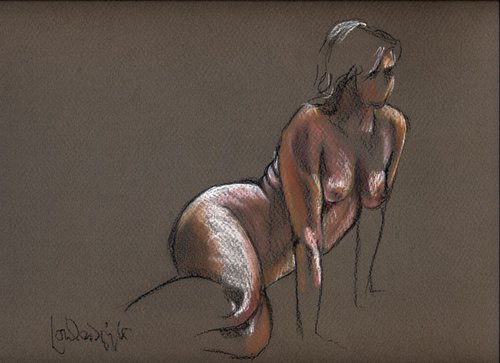 Leaning pose - female nude by Louise Diggle