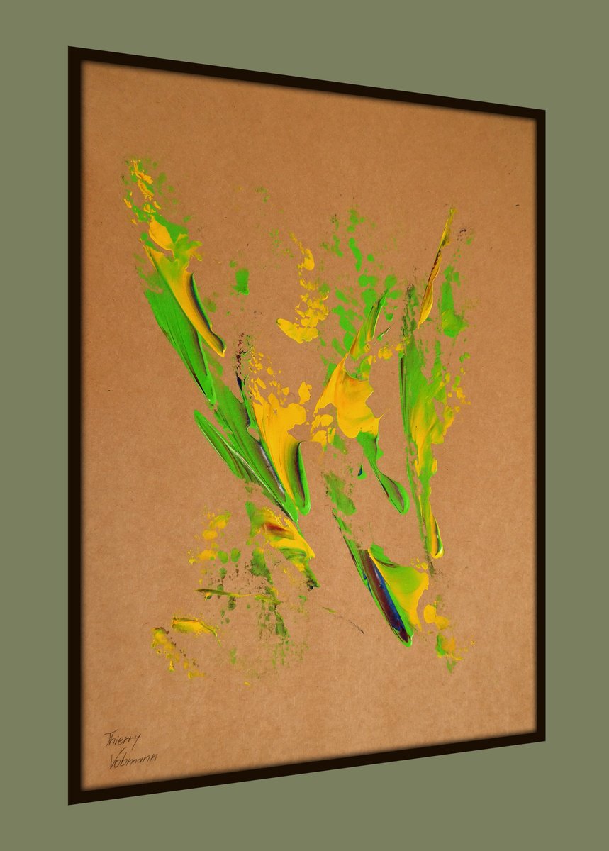 Abstract Acrylic Painting By Thierry Vobmann. Abstract ., 12 X 17", Natural Style 24, Original Artwork