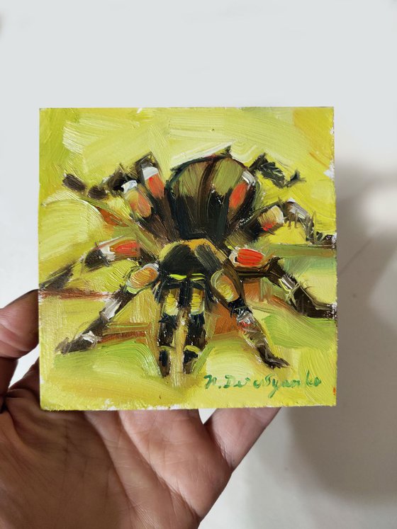 Lifelike Spider art painting original, Realistic Tarantula Spider picture, Monster Art Wall,  Curiosities Insect artwork Halloween Decor