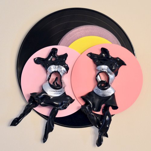 Vinyl Music Record Sculpture - "Pink Kisses" by Seona Mason