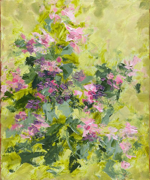 Springtime bouquet - Pastel flowers still life - Classical oil painting - Impasto palette knife artwork by Fabienne Monestier