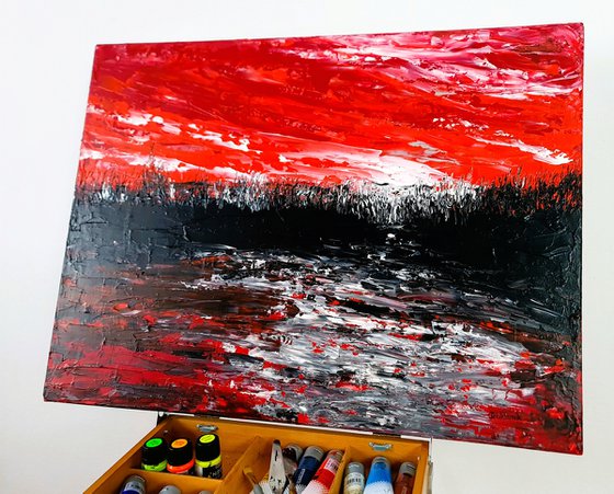 Red abstract landscape