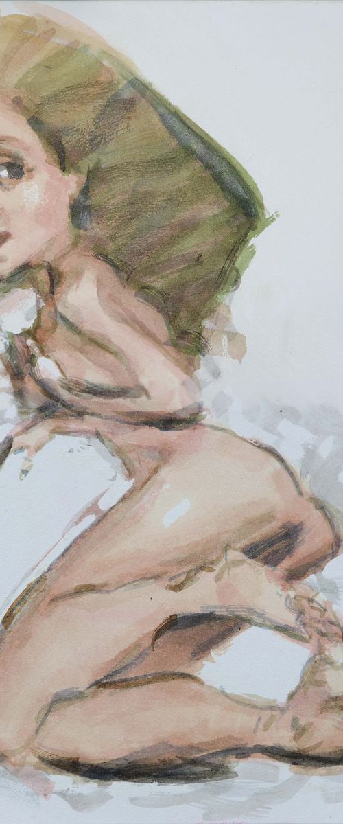 Watercolor painting ON PAPER "NUDE BY EUGENE SEGAL by Eugene Segal