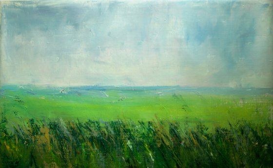 Landscape painting on canvas Summer Wild herbs