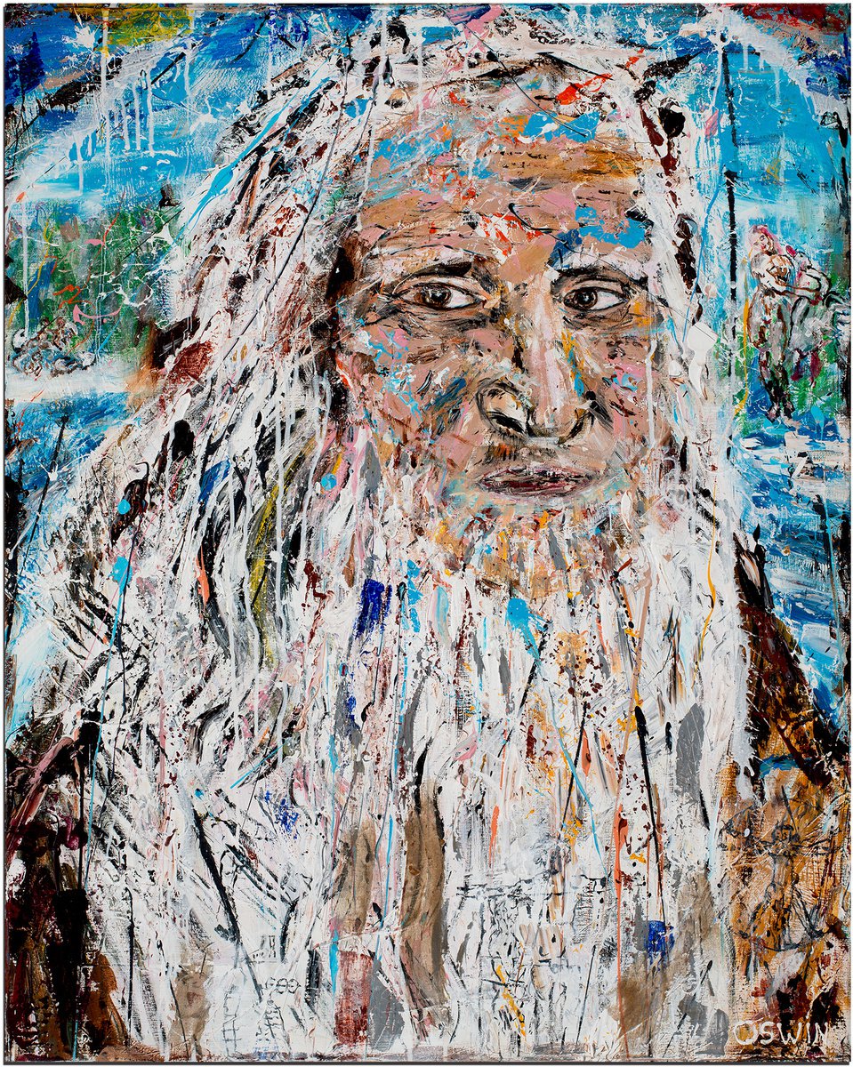 Portrait Leonardo da Vinci 80 x 100 cm. Series Hidden Treasures - Oswin Gesselli by Oswin Gesselli