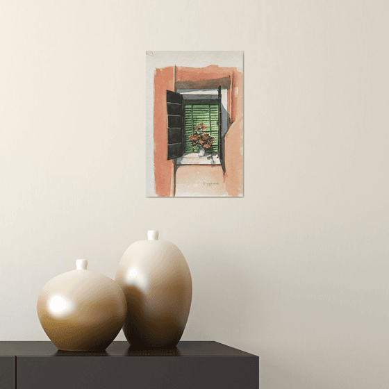 Burano green window