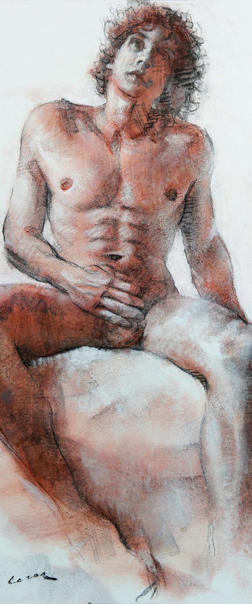 Charcoal drawing on paper "Athlet" by Eugene Segal