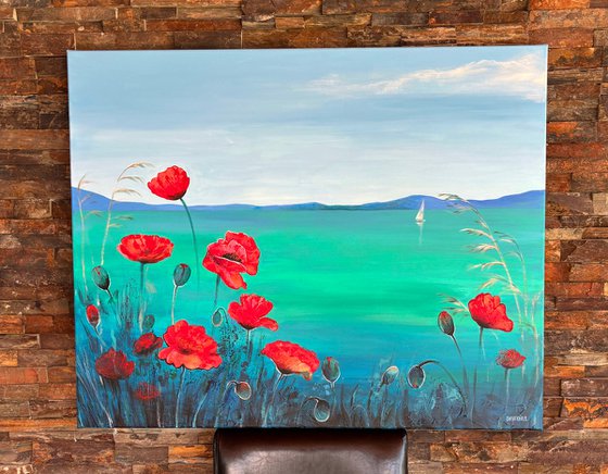 "Poppies by the sea"