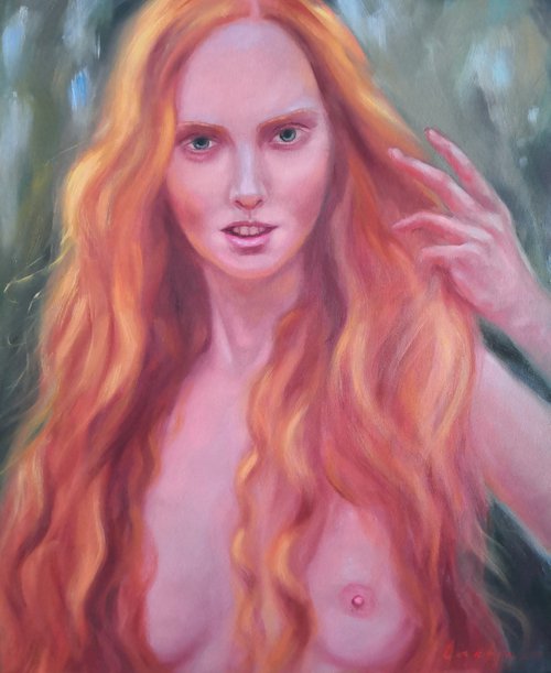 Forest Red-haired Nymph portrait by Jane Lantsman