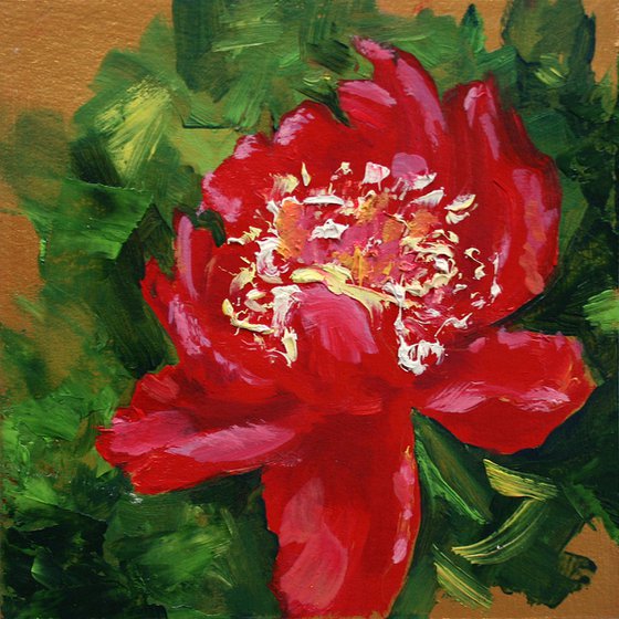 Peony 06...  6x6"/ FROM MY A SERIES OF MINI WORKS / ORIGINAL OIL PAINTING