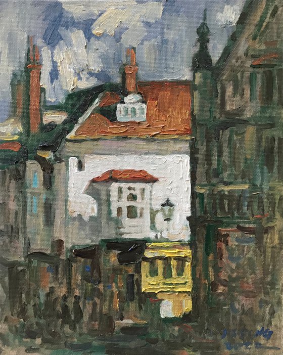 Original Oil Painting Wall Art Signed unframed Hand Made Jixiang Dong Canvas 25cm × 20cm Cityscape High Street Oxford Small Impressionism Impasto