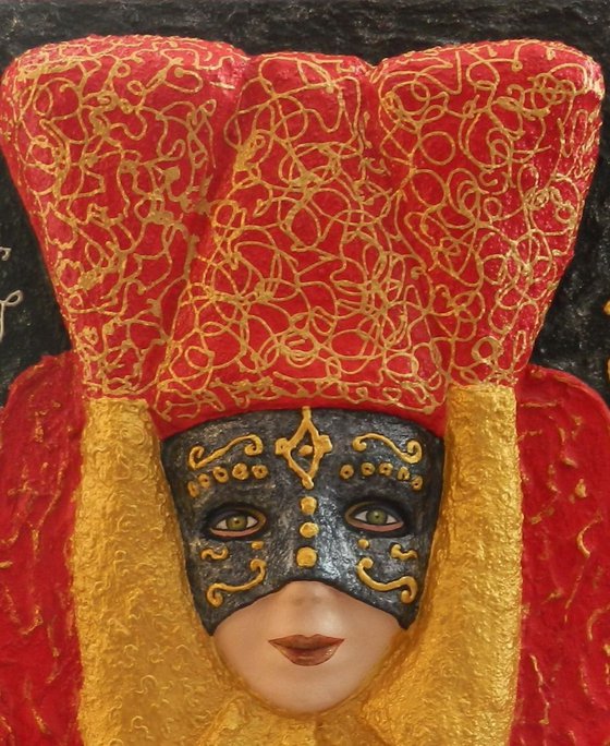 Carnival - Original, unique, modern abstract fantasy festive costume, impasto painting in high relief
