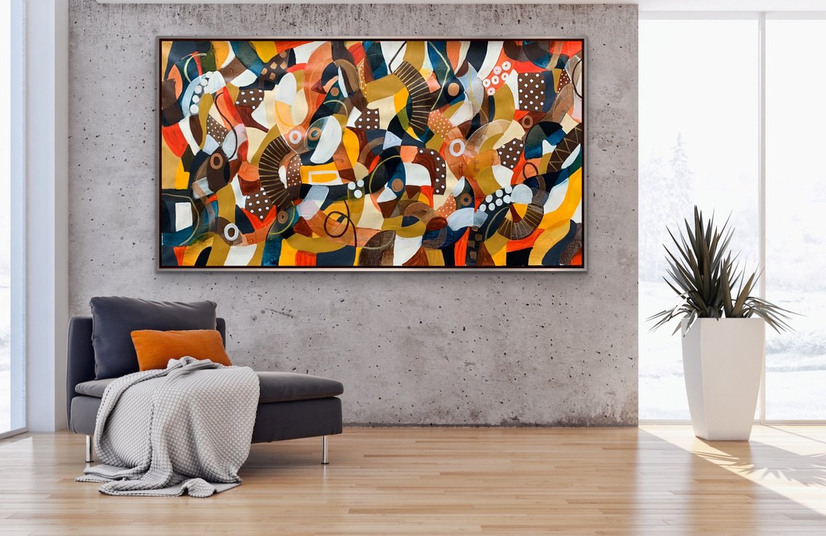 Organic Abstract Acrylic Painting By Rashna Hackett, 72 X 36", Give Joy, Original Artwork