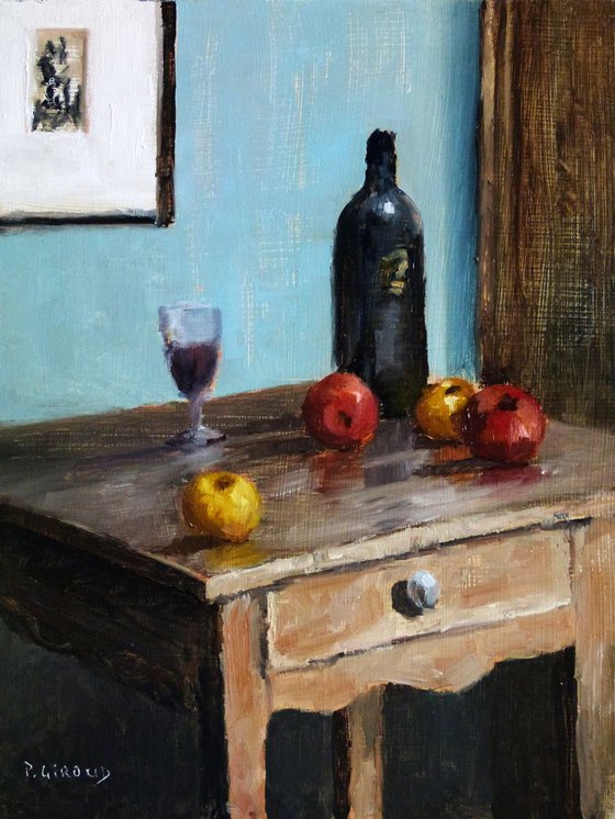 Wine Bottle & Apples