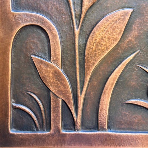 "Copper Botanica" Metal Wall Relief