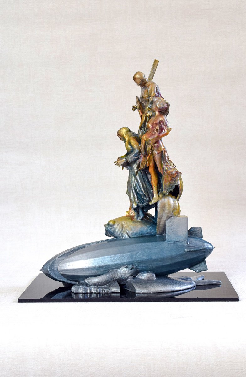 Surrealistic Portrait Sculpture By Nikolay Devnenski, 12 X 13", Waterhouse Here Elsewhere, Original Artwork