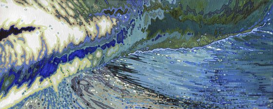 Merging Crashing Ocean Waves 16 x 40" Gallery Wrapped painted sides