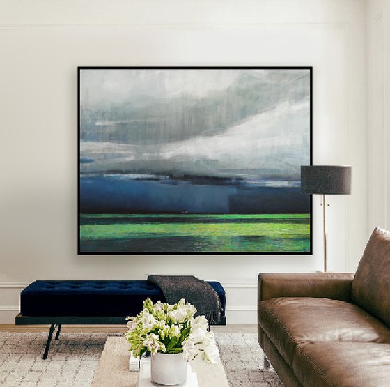 Ocean Storm 60x48 inch Contemporary Art Abstract by Bo Kravchenko