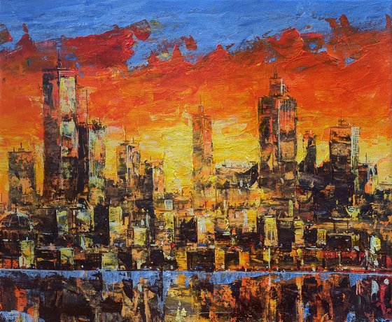 Modern cityscape  (45x65cm, oil painting, ready to hang)