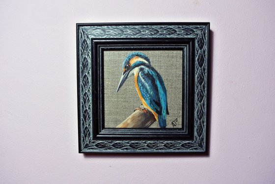 Kingfisher Bird Artwork, Framed and Ready to Hang
