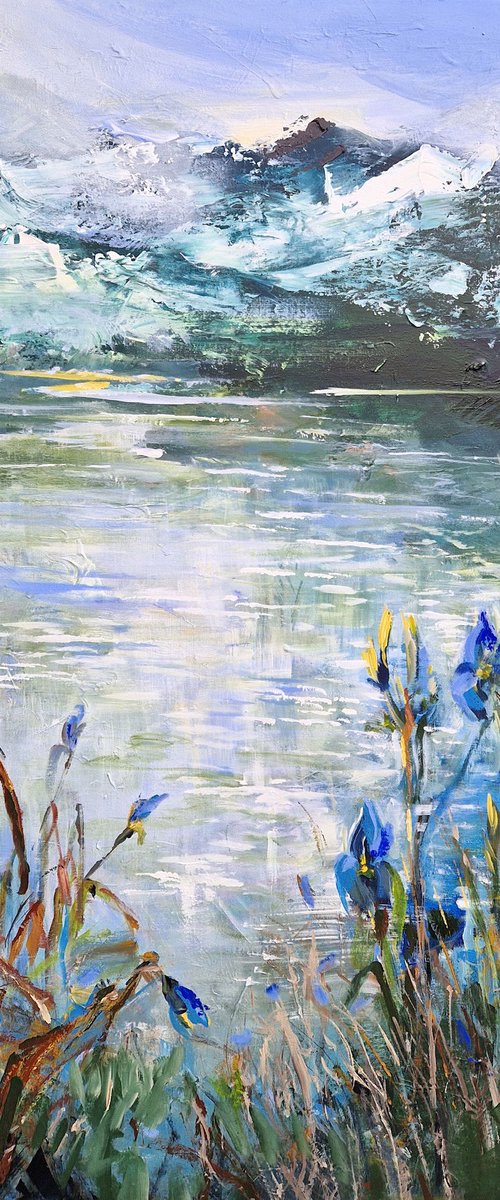 Blue irises at the lake by Irina Laube