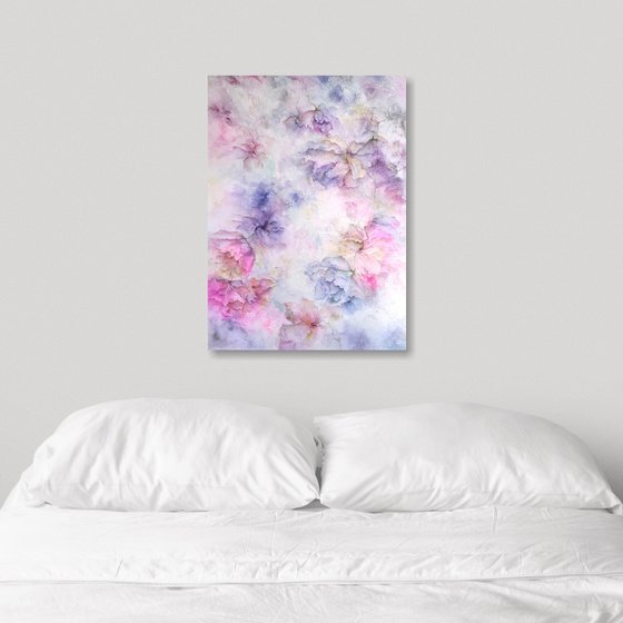 Textured impasto floral painting Сolourful dreams